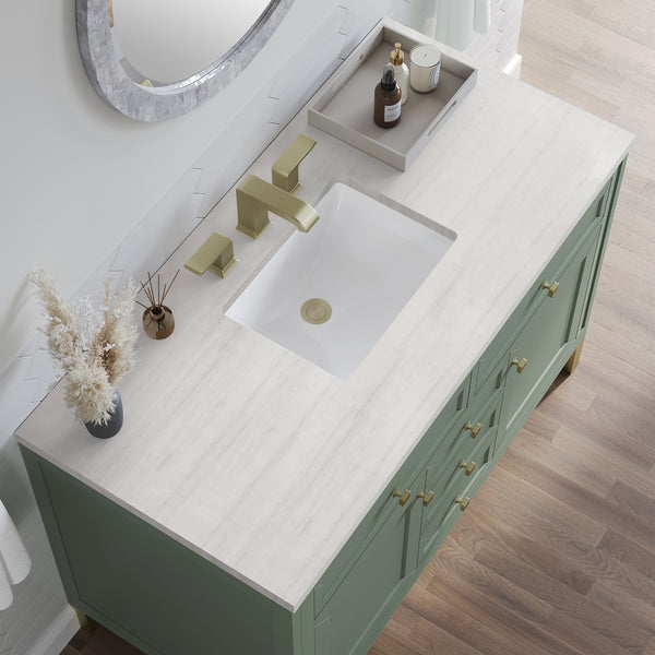 James Martin Chicago 48" Single Vanity, Smokey Celadon - Luxe Bathroom Vanities