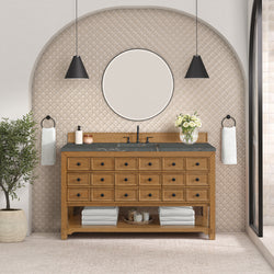 James Martin Malibu 60" Single Vanity, Amber Birch with 3 CM Countertop & FreePower Wireless Charger
