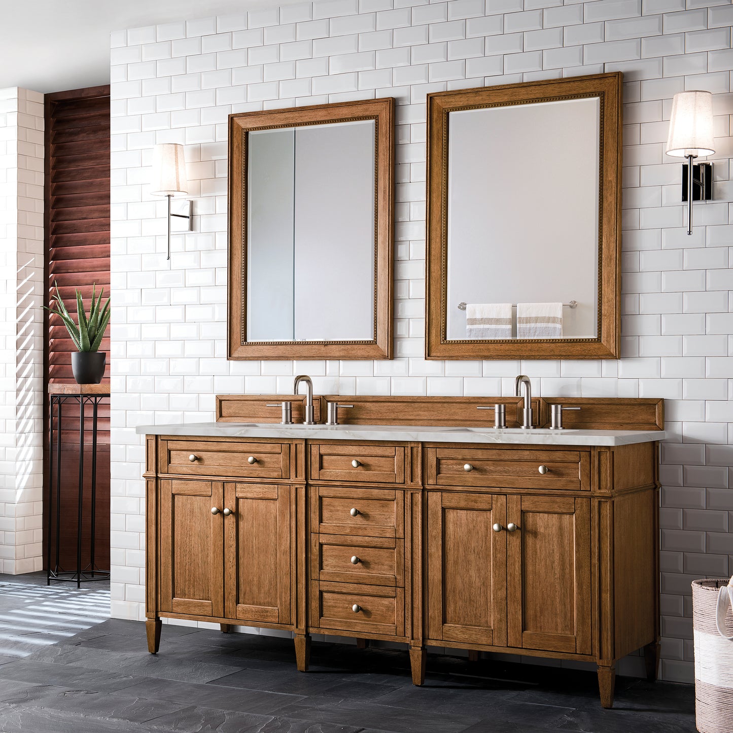 James Martin Brittany 72" Double Vanity with 3 CM Countertop & FreePower Wireless Charger