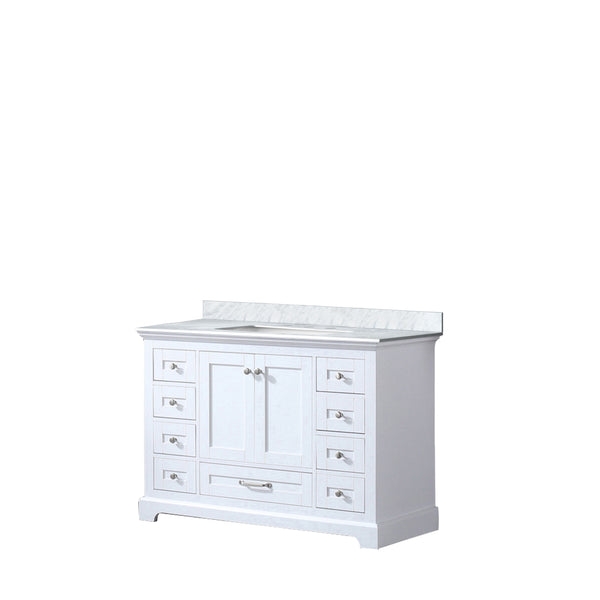 Lexora Collection Dukes 48 inch Single Bath Vanity and Carrara Marble Top - Luxe Bathroom Vanities