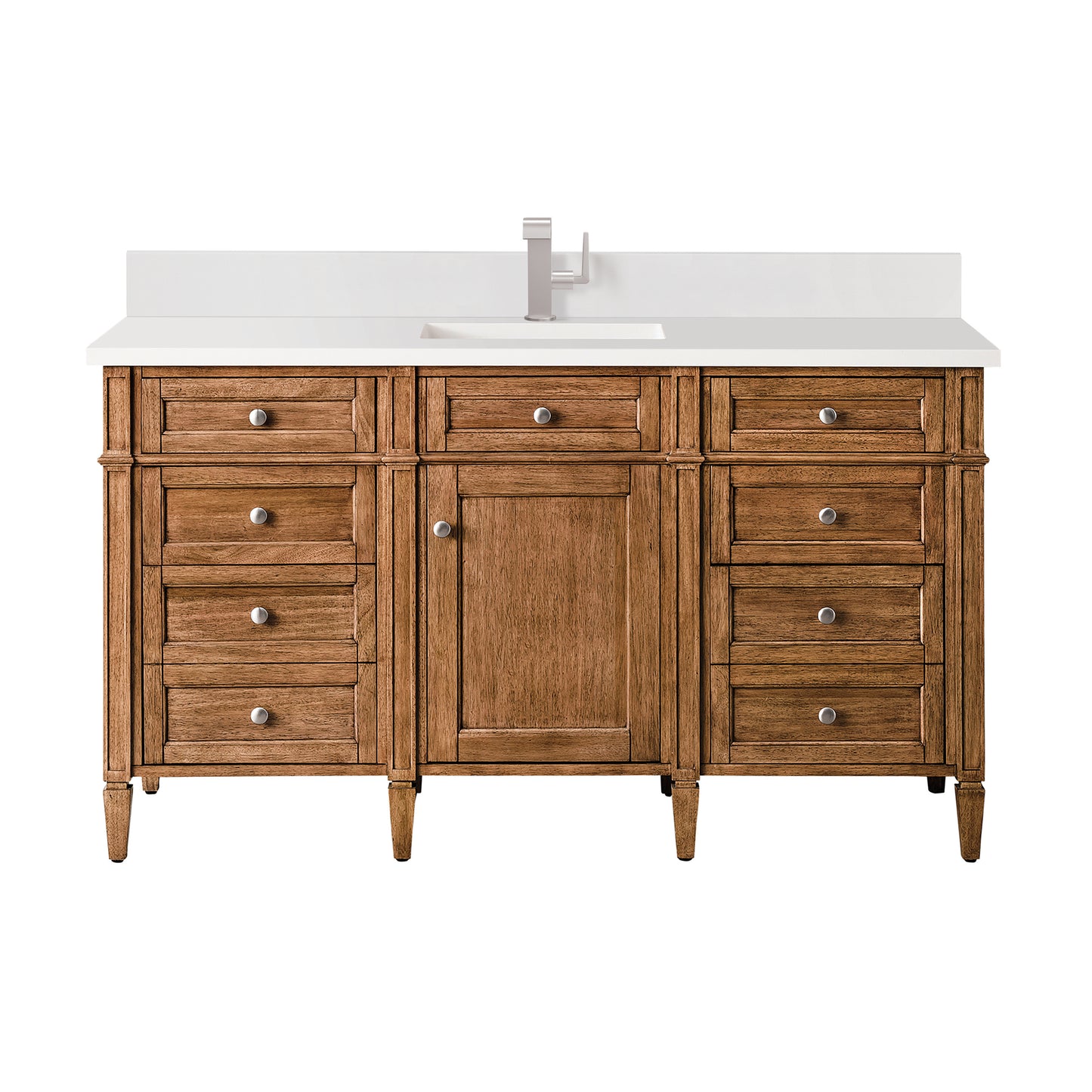 James Martin Brittany 60" Single Vanity with Single Hole 3 CM White Zeus Silestone Top & Backsplash