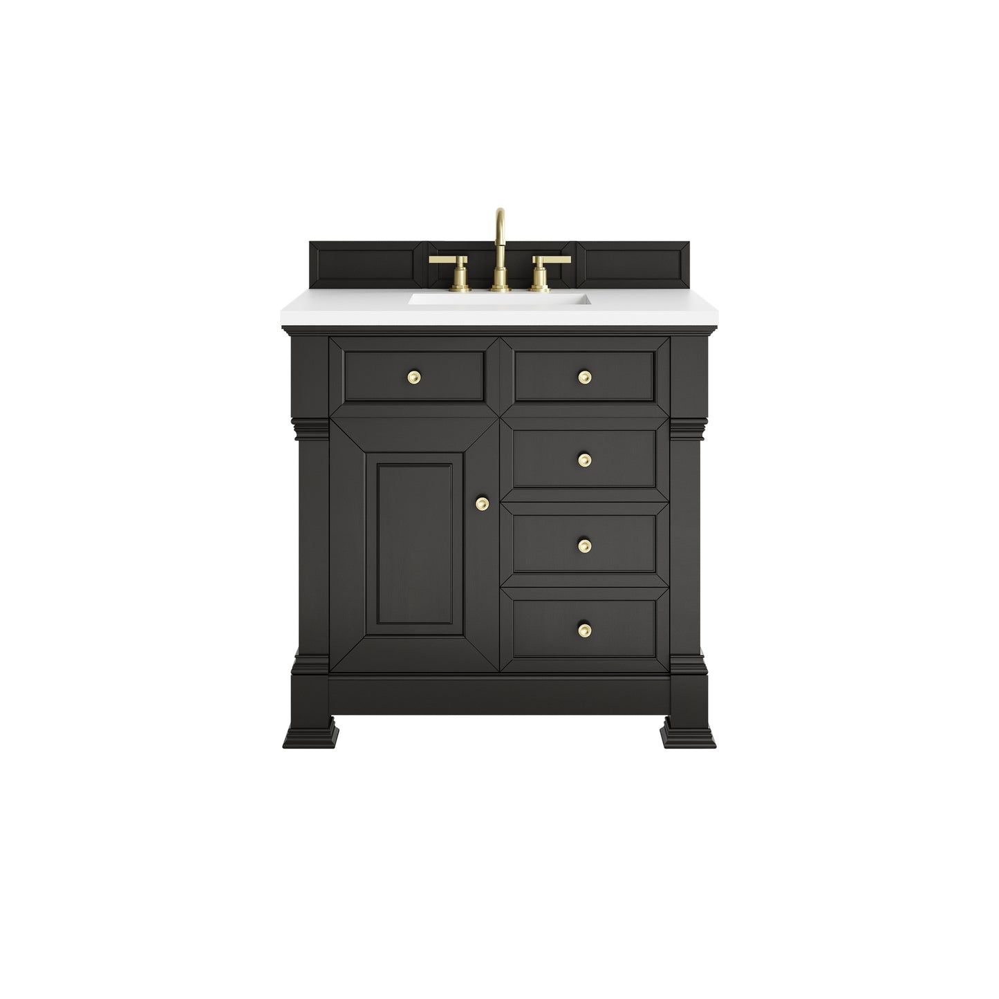 James Martin Brookfield 36" Single Vanity, Black Onyx with 3 CM Countertop - Luxe Bathroom Vanities