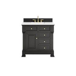 James Martin Brookfield 36" Single Vanity, Black Onyx with 3 CM Countertop - Luxe Bathroom Vanities
