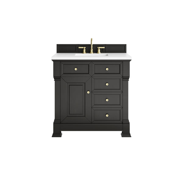 James Martin Brookfield 36" Single Vanity, Black Onyx with 3 CM Countertop - Luxe Bathroom Vanities