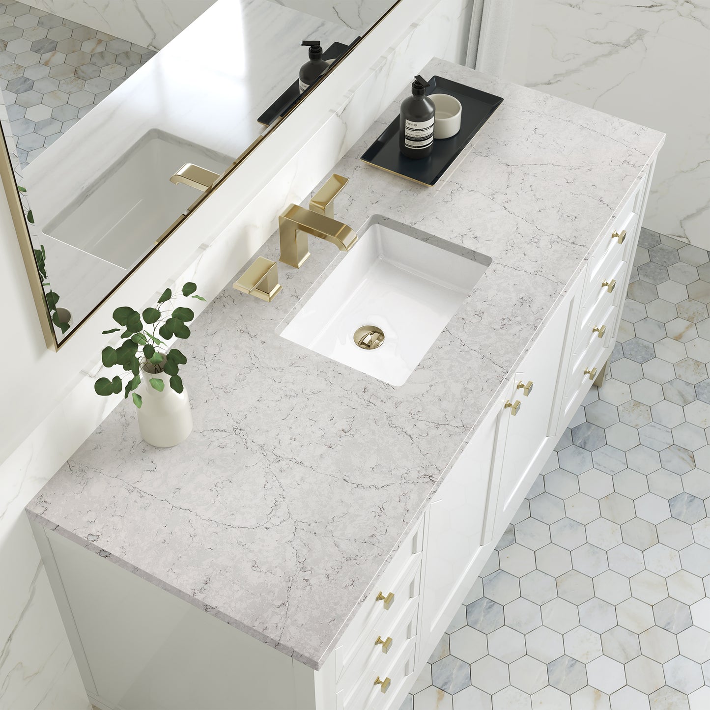 James Martin Chicago 60" Single Vanity, Glossy White - Luxe Bathroom Vanities