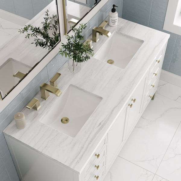 James Martin Chicago 60" Double Vanity, Glossy White - Luxe Bathroom Vanities