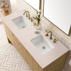 James Martin Hudson 60" Double Vanity, Light Natural Oak - Luxe Bathroom Vanities