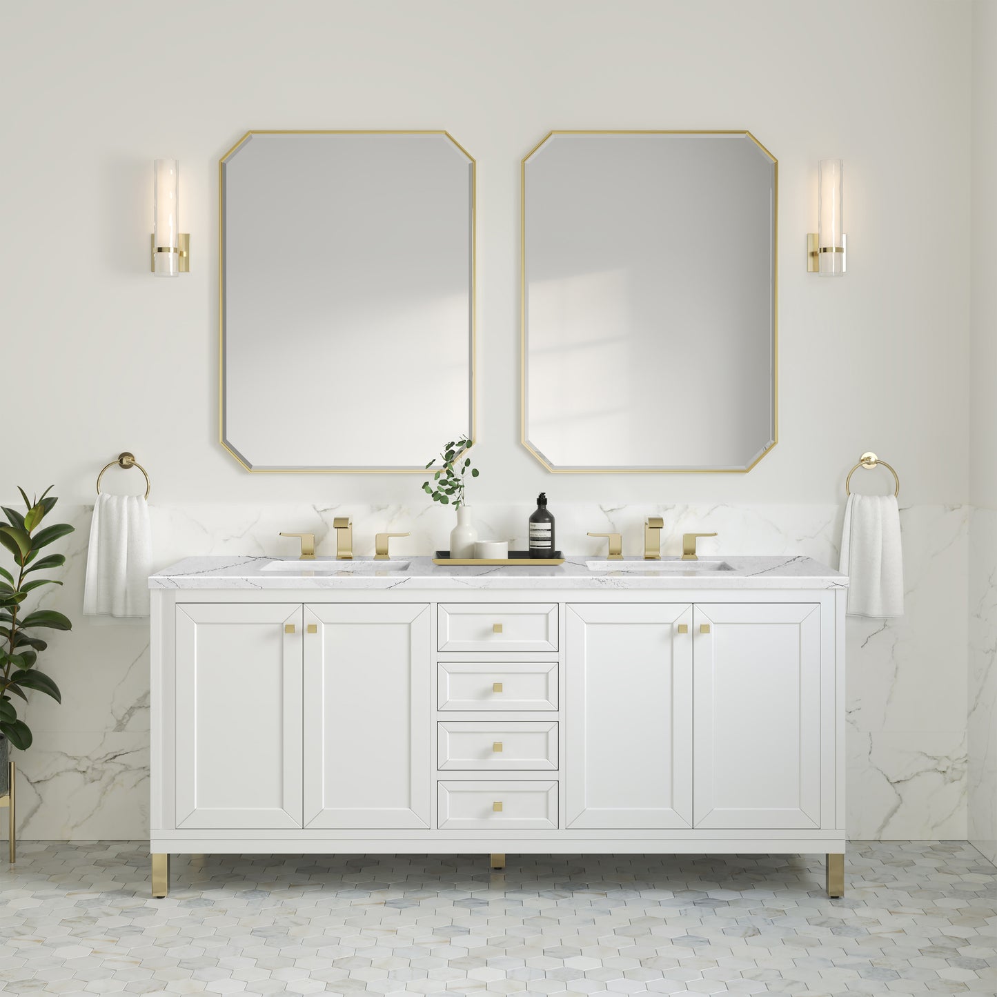 James Martin Chicago 72" Double Vanity with 3 CM Countertop
