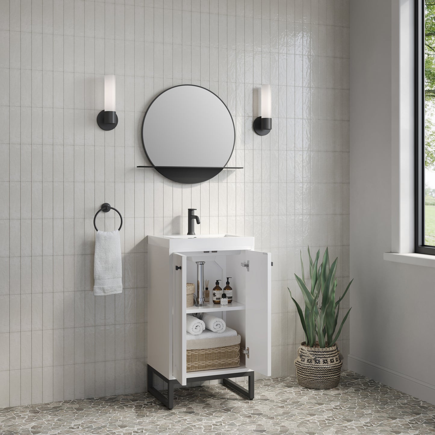 James Martin Chianti Single Vanity with White Glossy Composite Stone Top