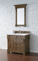 James Martin Brookfield 36" Single Vanity, Country Oak with 3 CM Top - Luxe Bathroom Vanities