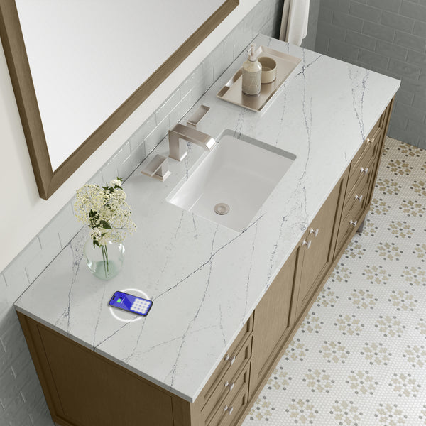 James Martin Chicago 60" Single Vanity with 3 CM Countertop & FreePower Wireless Charger
