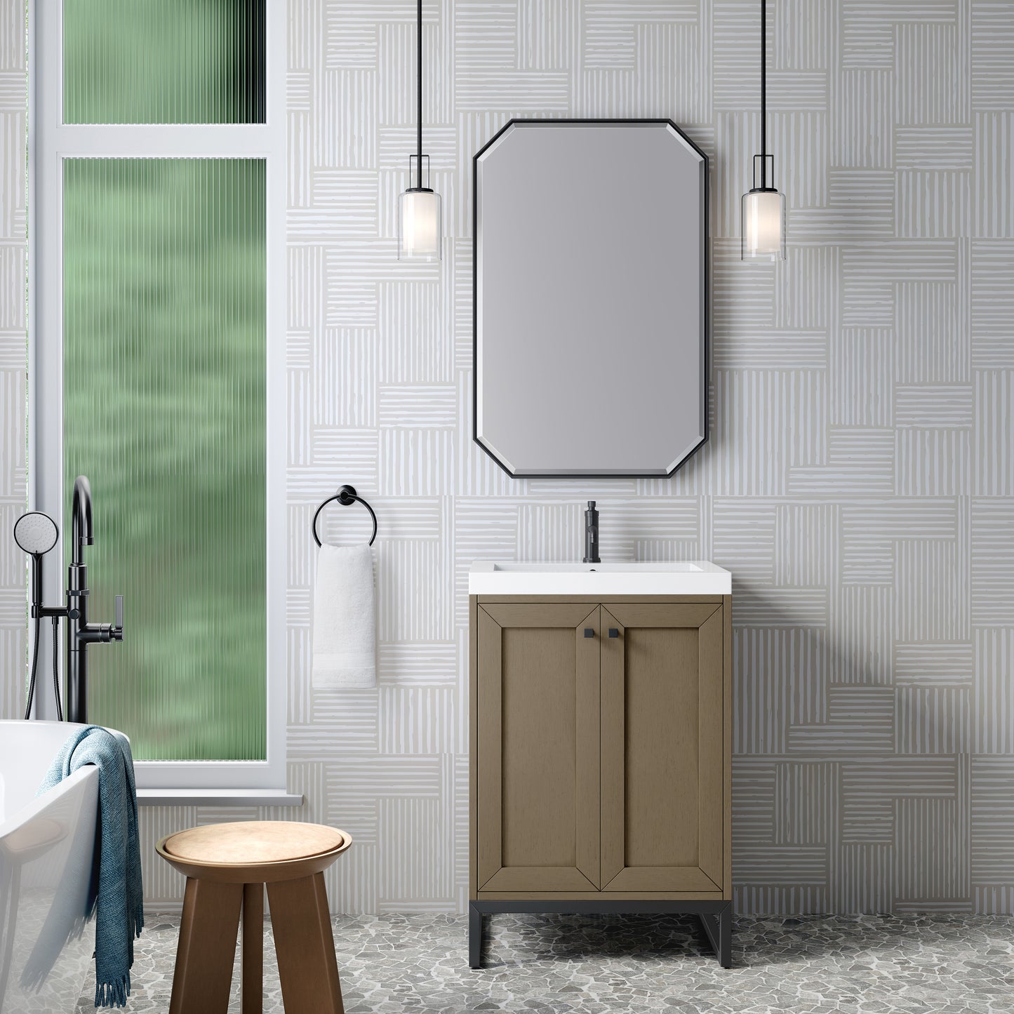 James Martin Chianti Single Vanity with White Glossy Composite Stone Top