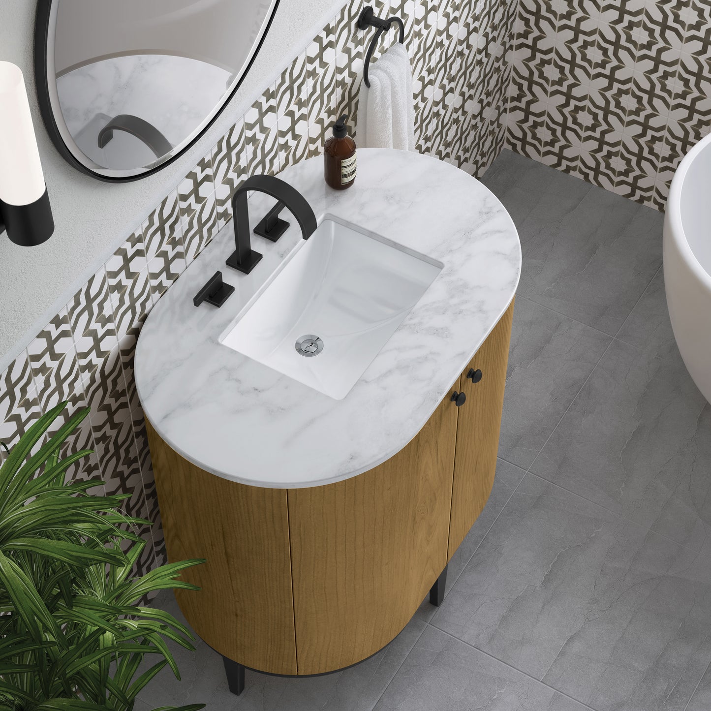 James Martin Bellamy 36" Single Vanity, Rustic Oak with Carrara Marble Top - Luxe Bathroom Vanities