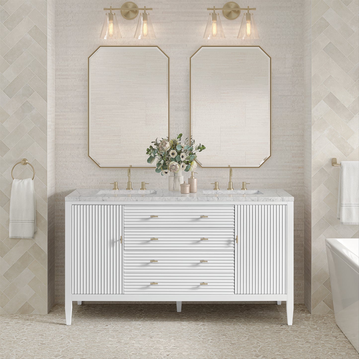 James Martin Myrrin 60" Double Vanity with 3 CM Countertop