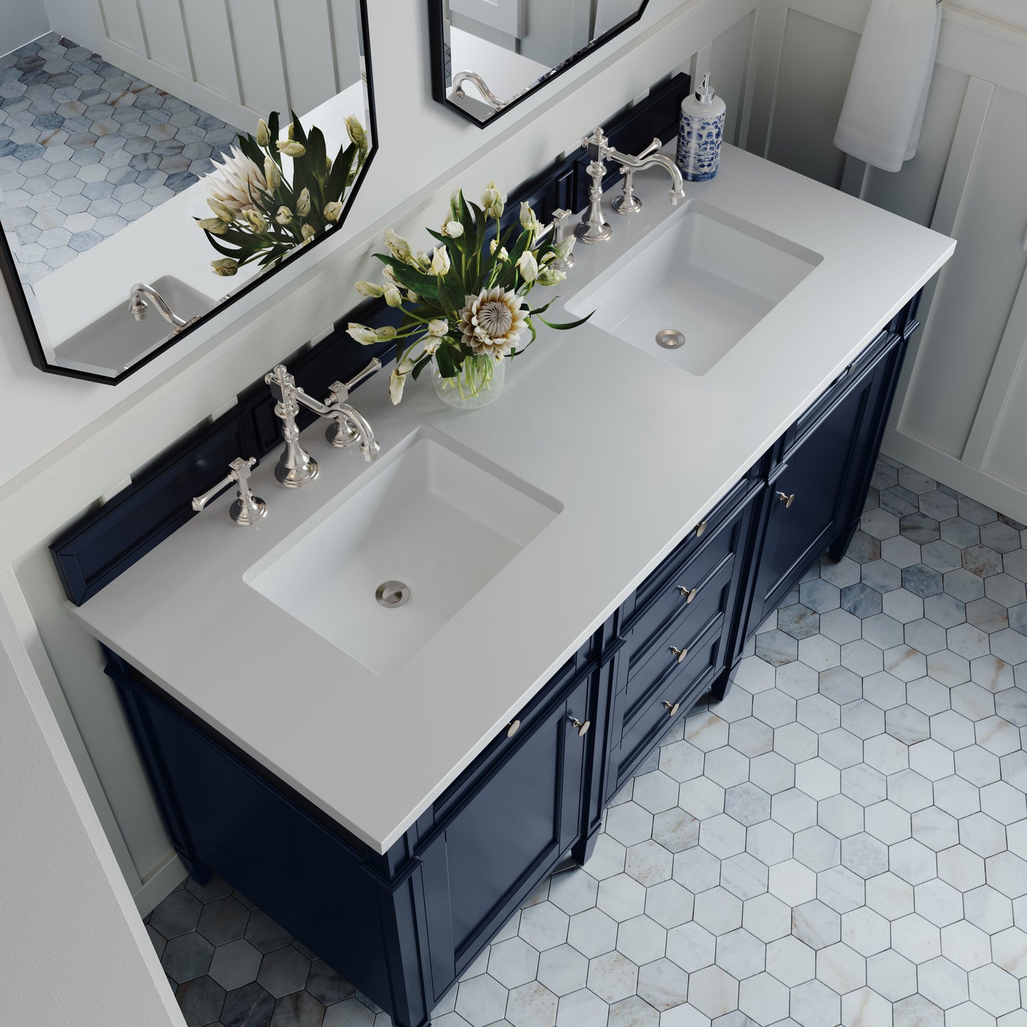 James Martin Brittany 60" Double Vanity with 3 CM Countertop
