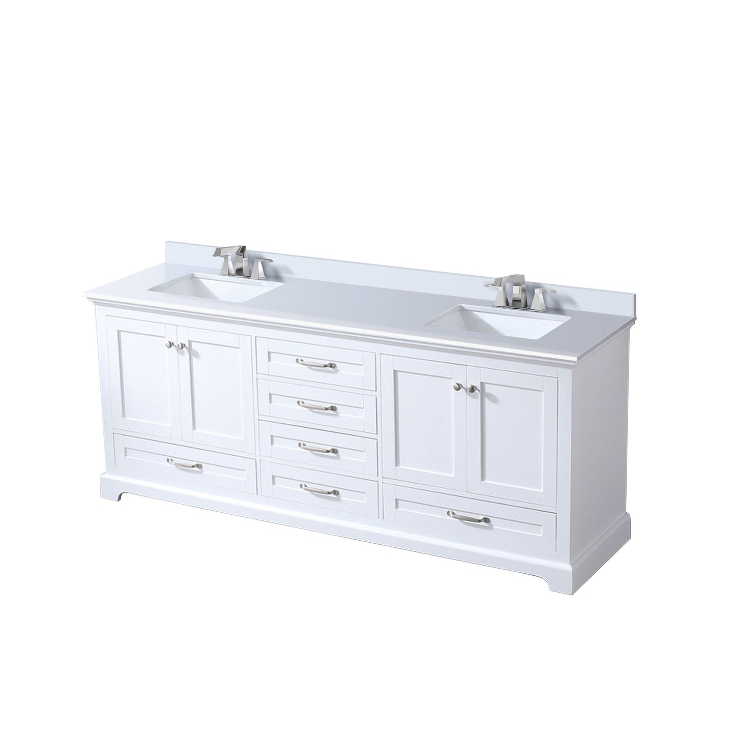 Lexora Collection Dukes 80 inch Double Bath Vanity, White Quartz Top, and Faucet Set - Luxe Bathroom Vanities