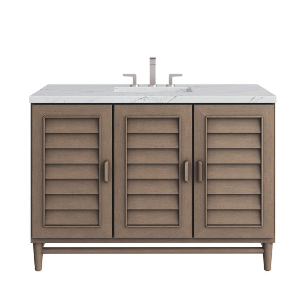 James Martin Portland 48" Single Vanity Whitewashed Walnut with 3 CM Countertop & FreePower Wireless Charger
