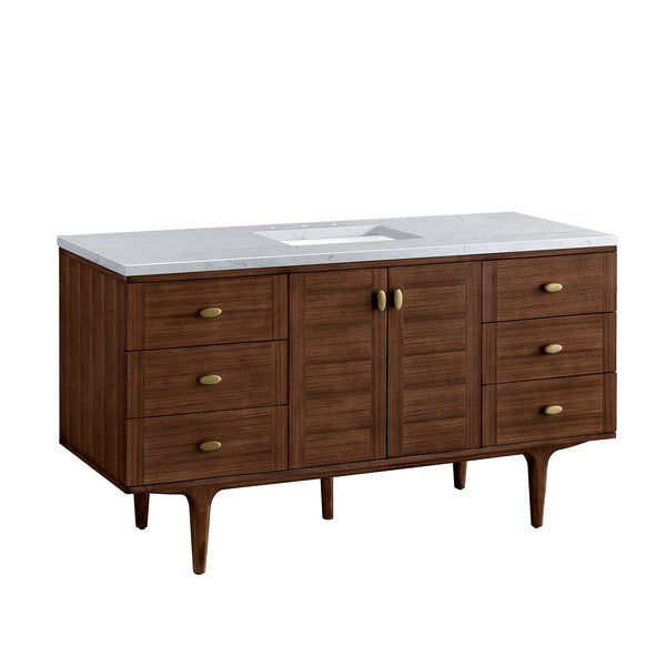 James Martin Amberly 60" Single Vanity, Mid-Century Walnut