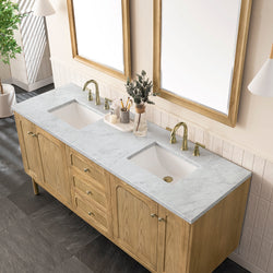 James Martin Laurent 72" Double Vanity, Light Natural Oak