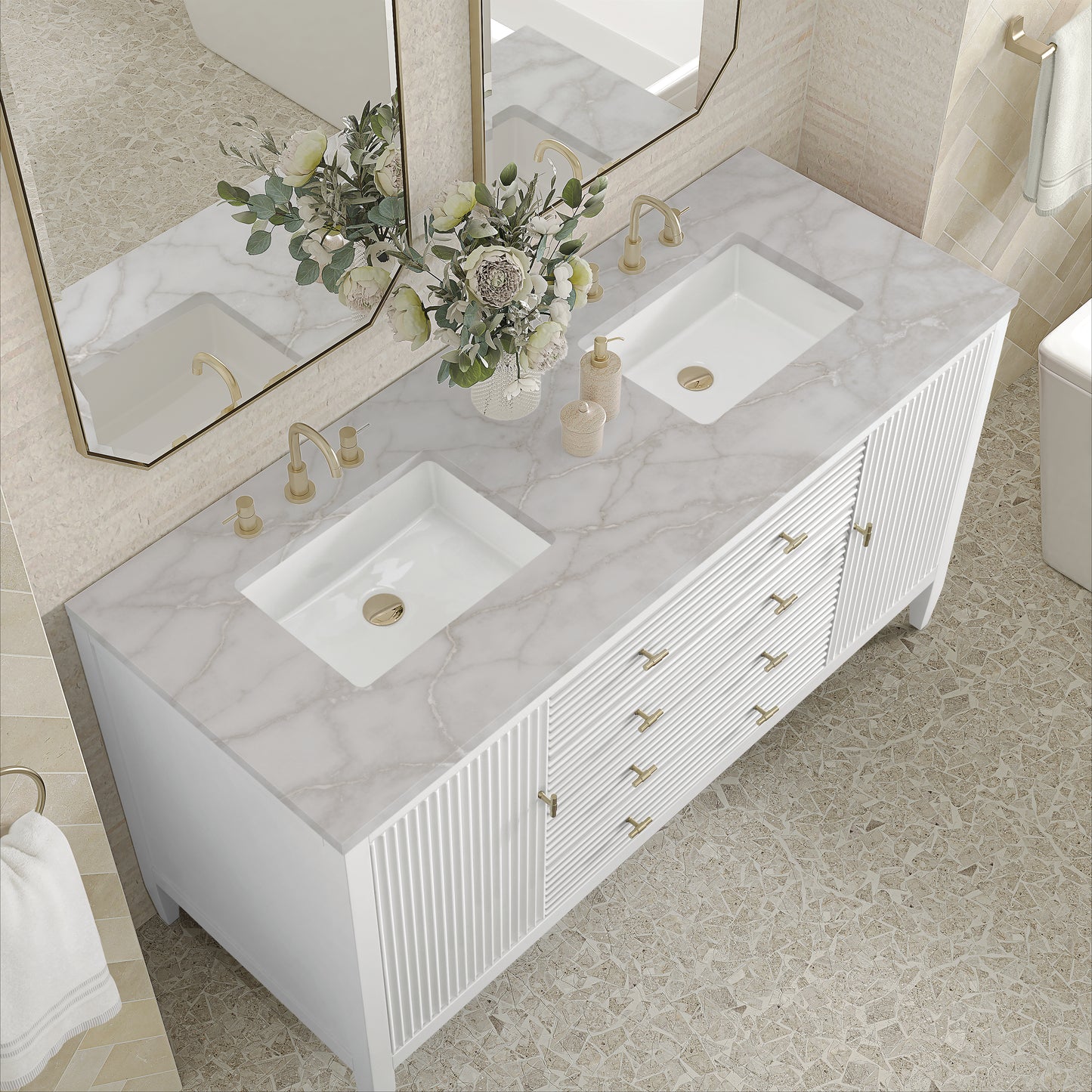James Martin Myrrin 60" Double Vanity with 3 CM Countertop