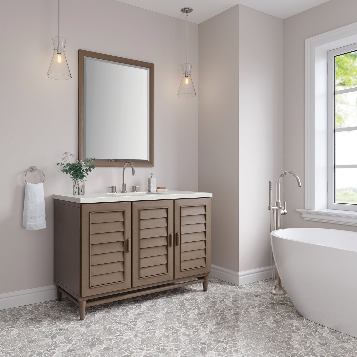 James Martin Portland 48" Single Vanity Whitewashed Walnut with 3 CM Countertop