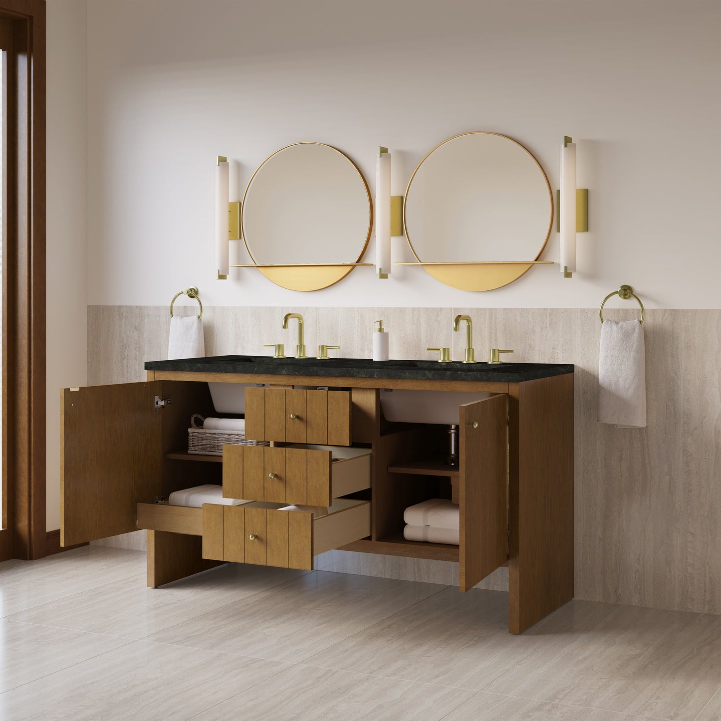 James Martin Hudson 60" Double Vanity with 3 CM Countertop