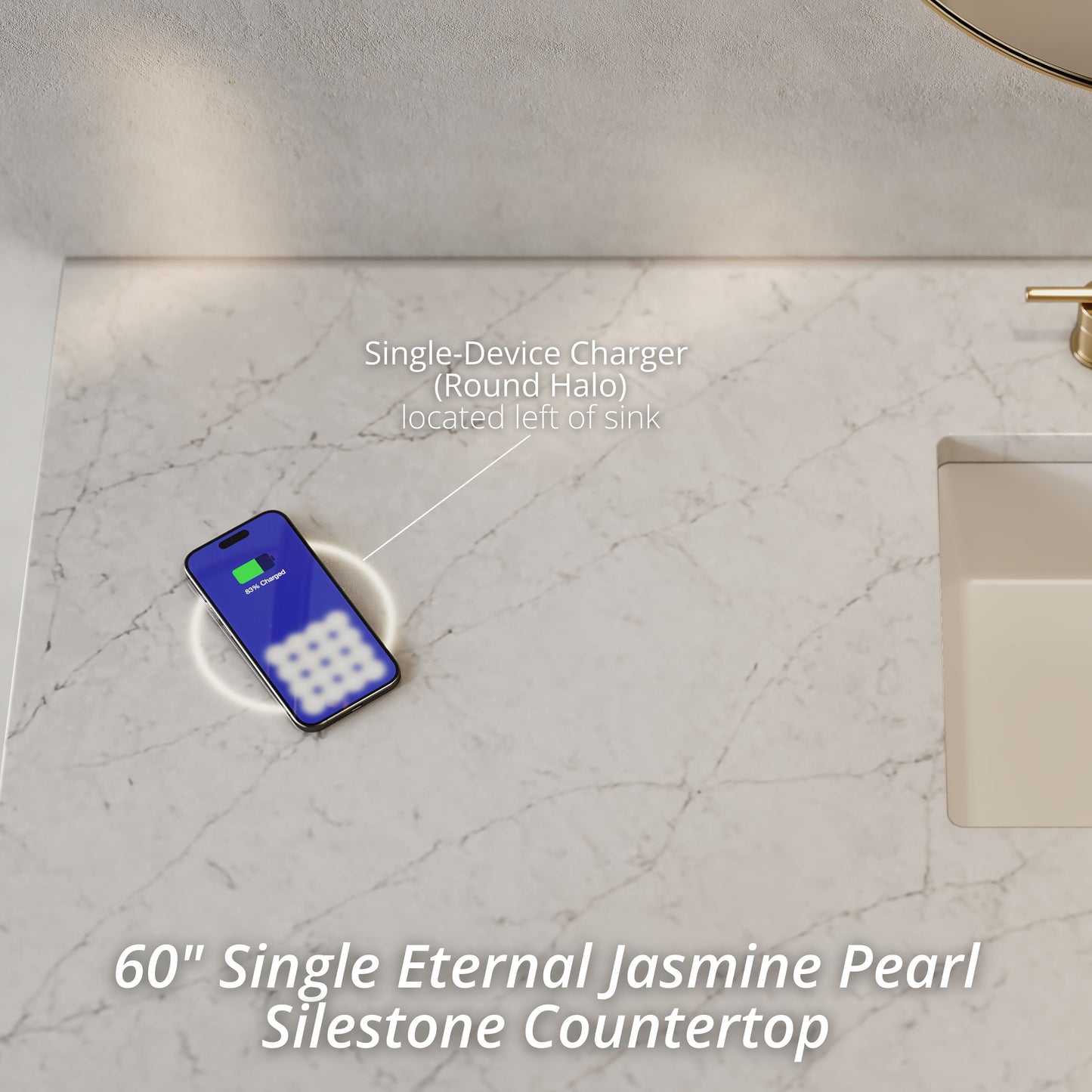 James Martin Brookfield 60" Single Vanity with 3CM Countertop & FreePower Wireless Charger