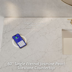 James Martin Laurent 60" Single Vanity with 3 CM Countertop & FreePower Wireless Charger