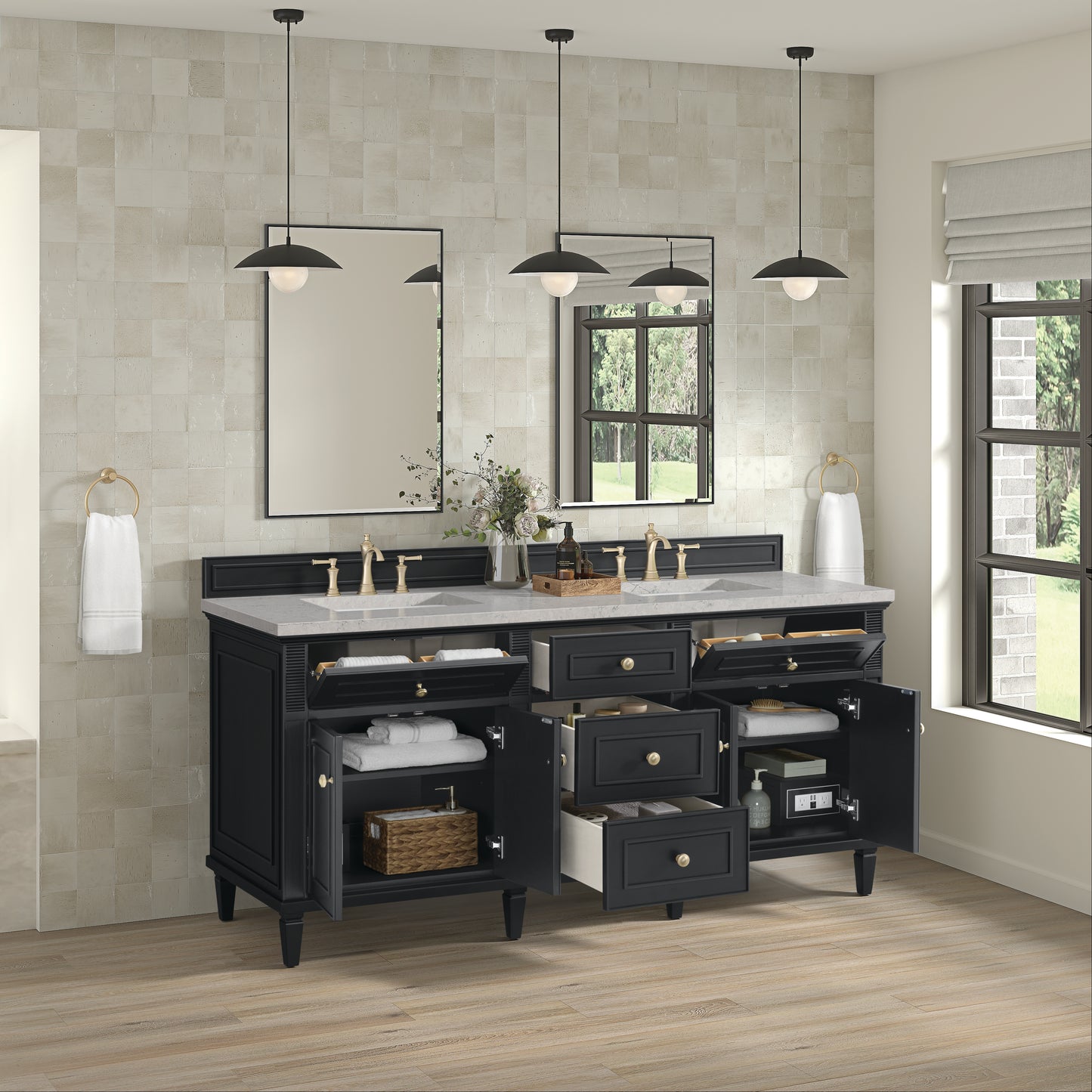 James Martin Lorelai 72" Double Vanity with 3 CM Countertop & FreePower Wireless Charger