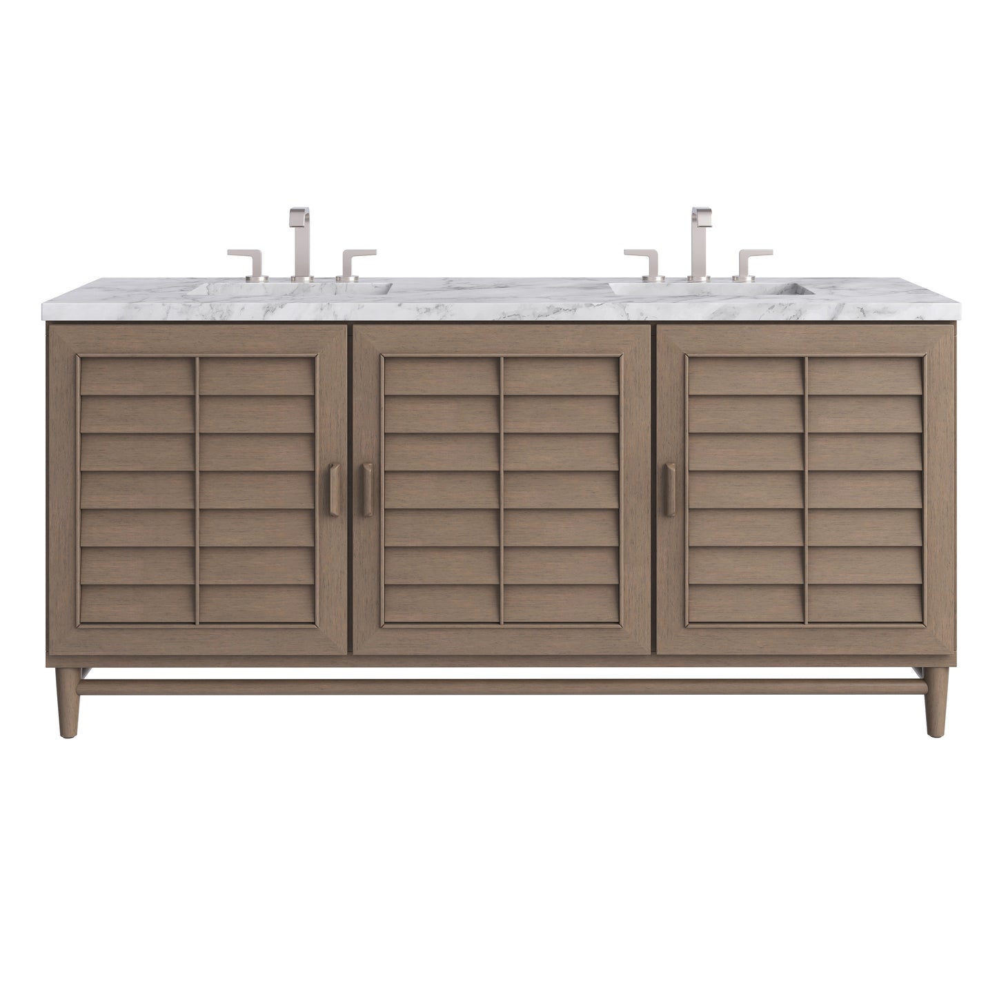 James Martin Portland 72" Double Vanity Whitewashed Walnut with 3 CM Countertop