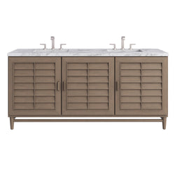 James Martin Portland 72" Double Vanity Whitewashed Walnut with 3 CM Countertop
