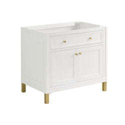 James Martin Chicago 36" Single Vanity with Single Hole 3CM White Zeus Silestone Top & Backsplash
