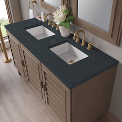 James Martin Portland 60" Double Vanity Whitewashed Walnut with 3 CM Countertop