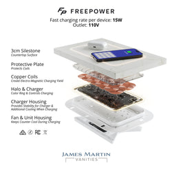 James Martin Laurent 60" Double Vanity with 3 CM Countertop & FreePower Wireless Charger