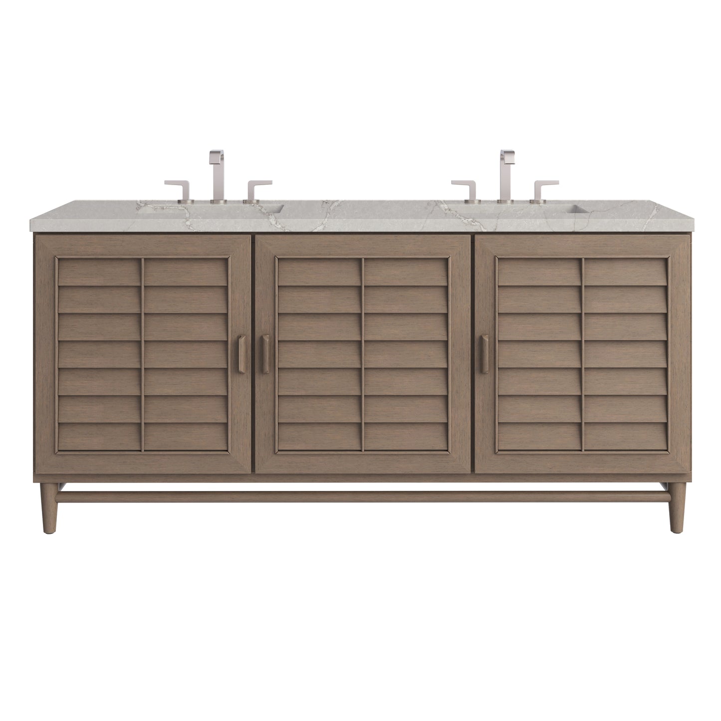 James Martin Portland 72" Double Vanity Whitewashed Walnut with 3 CM Countertop & FreePower Wireless Charger