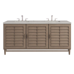 James Martin Portland 72" Double Vanity Whitewashed Walnut with 3 CM Countertop & FreePower Wireless Charger