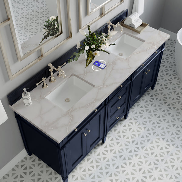 James Martin Brittany 72" Double Vanity with 3 CM Countertop & FreePower Wireless Charger