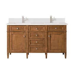 James Martin Brittany 60" Double Vanity with Single Hole 3 CM White Zeus Silestone Top & Backsplash