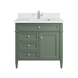 James Martin Brittany 36" Single Vanity with Single Hole 3 CM White Zeus Silestone Top & Backsplash