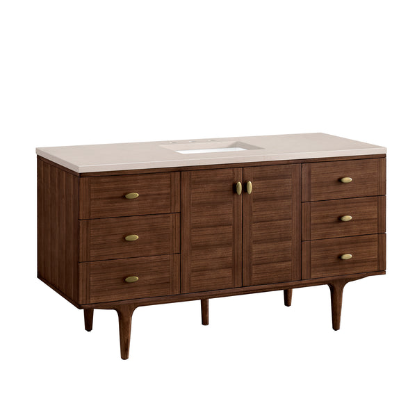 James Martin Amberly 60" Single Vanity, Mid-Century Walnut