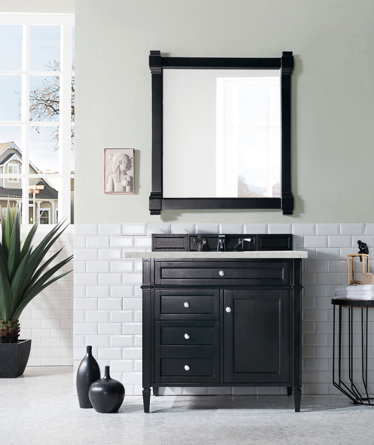 James Martin Brittany 36" Single Vanity, Black Onyx with 3CM Top - Luxe Bathroom Vanities