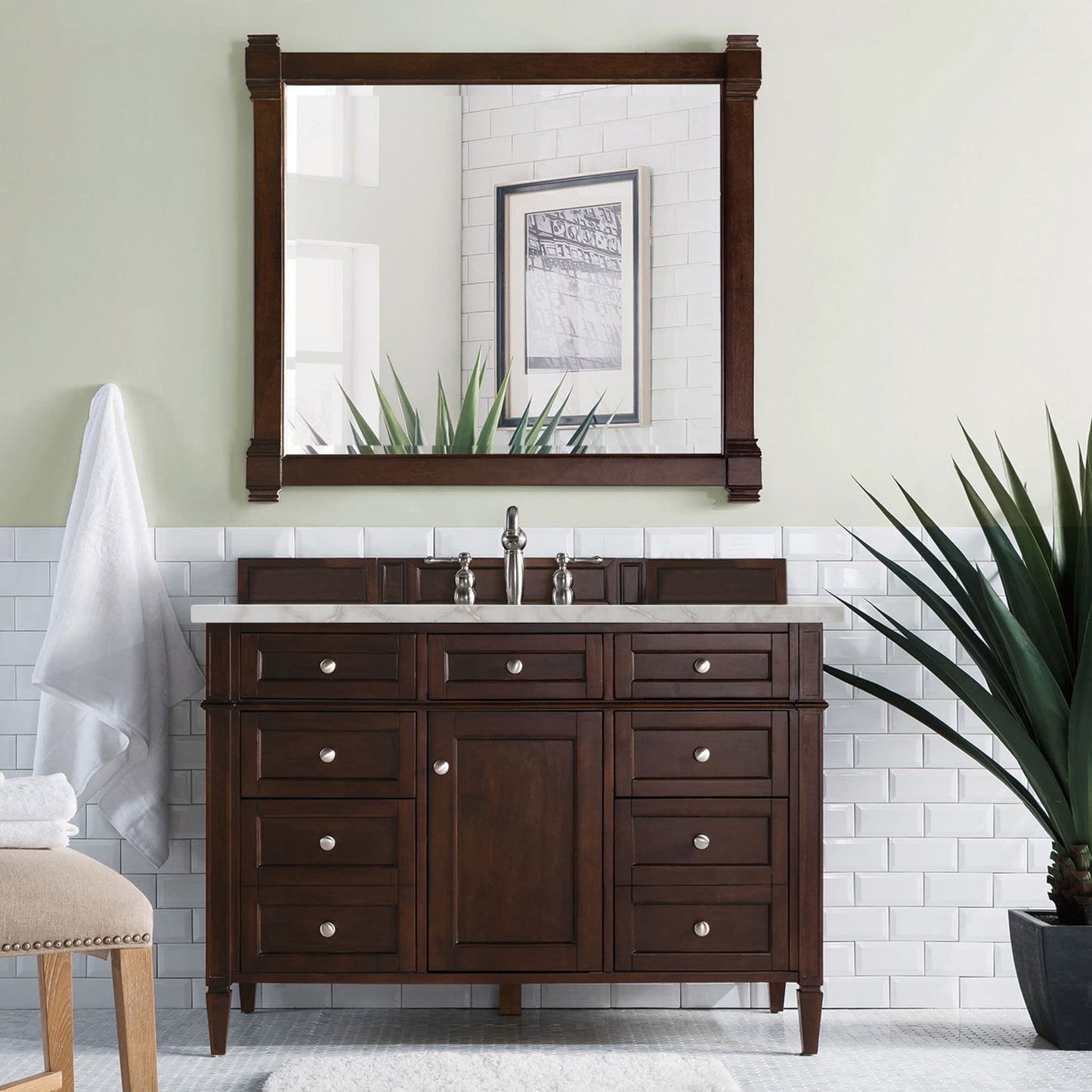 James Martin Brittany 48" Single Vanity with 3 CM Countertop & FreePower Wireless Charger