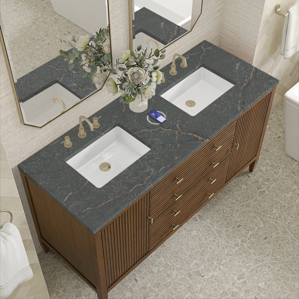 James Martin Myrrin 60" Double Vanity with 3 CM Countertop & FreePower Wireless Charger