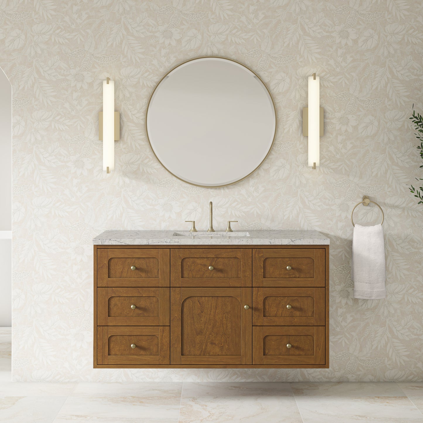 James Martin Laurent 48" Single Vanity with 3 CM Countertop & FreePower Wireless Charger