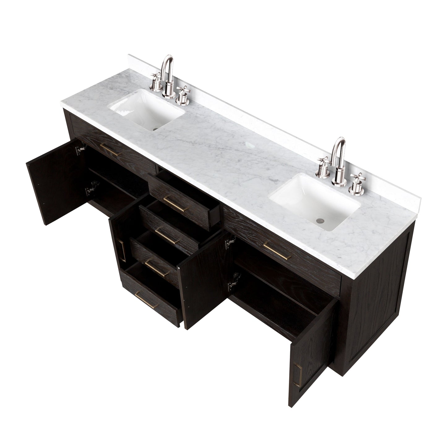 Lexora Collection Abbey 84 inch Double Bath Vanity and Carrara Marble Top - Luxe Bathroom Vanities