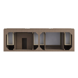 James Martin Portland 72" Double Vanity Whitewashed Walnut with Single Hole 3 CM White Zeus Silestone Top & Backsplash