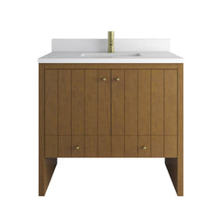 James Martin Hudson 36" Single Vanity with Single Hole 3 CM White Zeus Silestone Top and Matching Backsplash