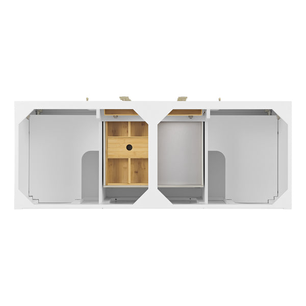 James Martin Myrrin 60" Double Vanity with Single Hole 3 CM White Zeus Silestone Top & Backsplash