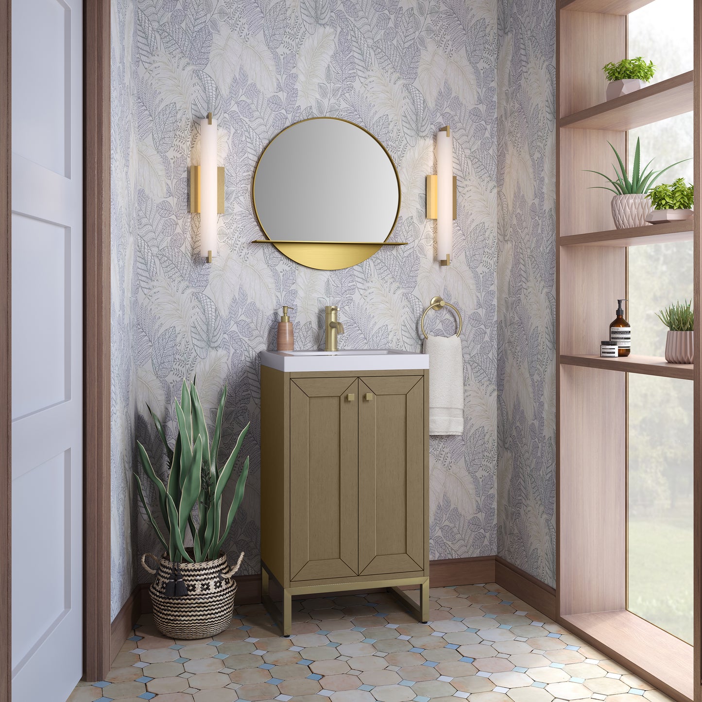 James Martin Chianti Single Vanity with White Glossy Composite Stone Top