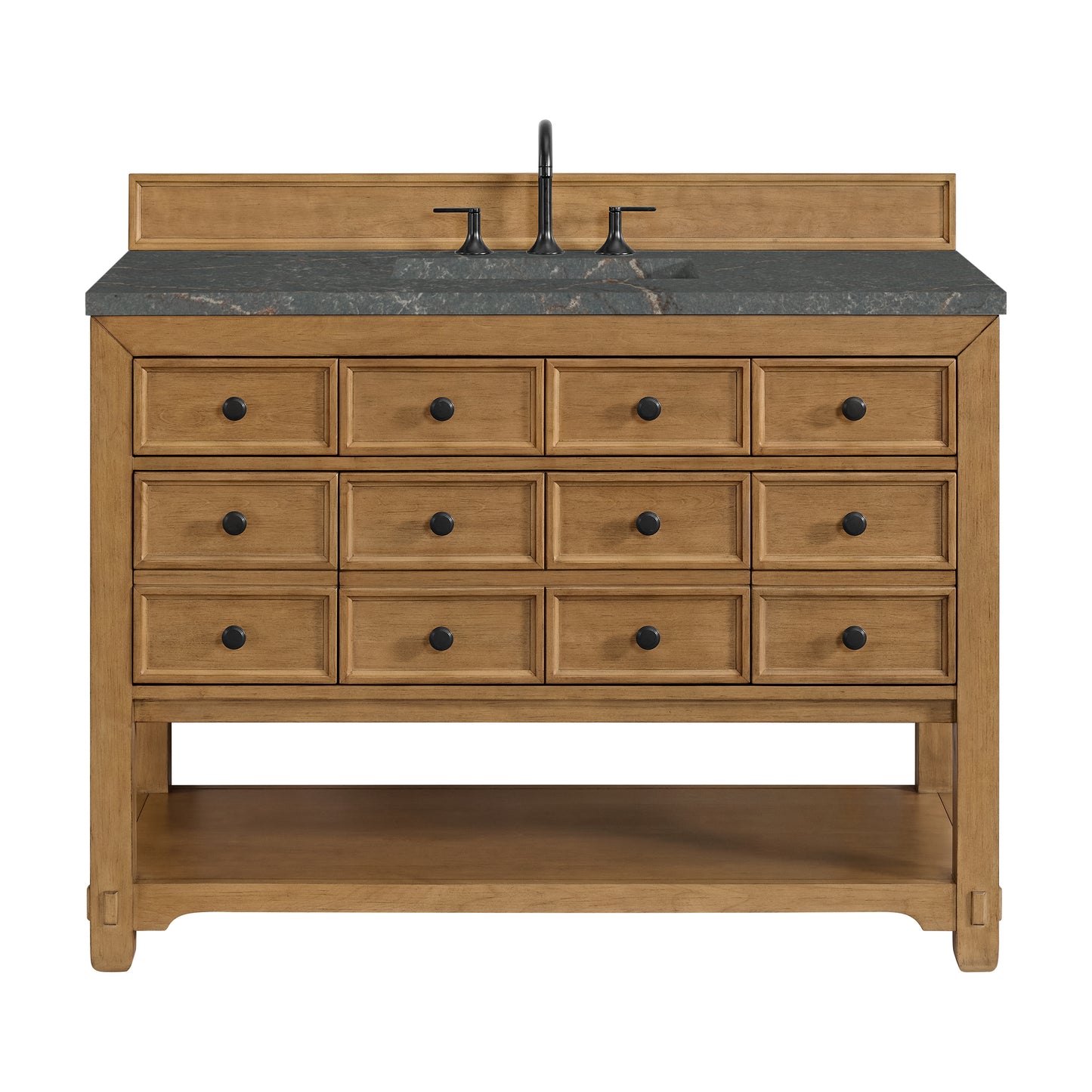 James Martin Malibu 48" Single Vanity, Amber Birch with 3 CM Countertop & FreePower Wireless Charger